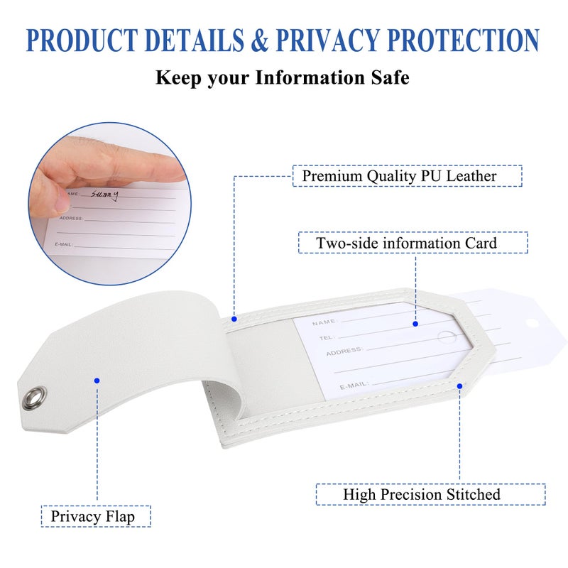 Casmonal Luggage Tag & Initial Baggage Tags for Suitcases Leather Bag Tags for Backpacks Handbag School Instrument with Name ID Label Travel Essentials, Unique Fun Navy White Personalized Luggage Tags 2 Pack - Image 3